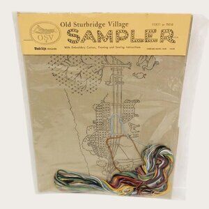 Vintage Old Sturbridge Village Sampler Cross Stitch Embroidery Kit Farm Granny